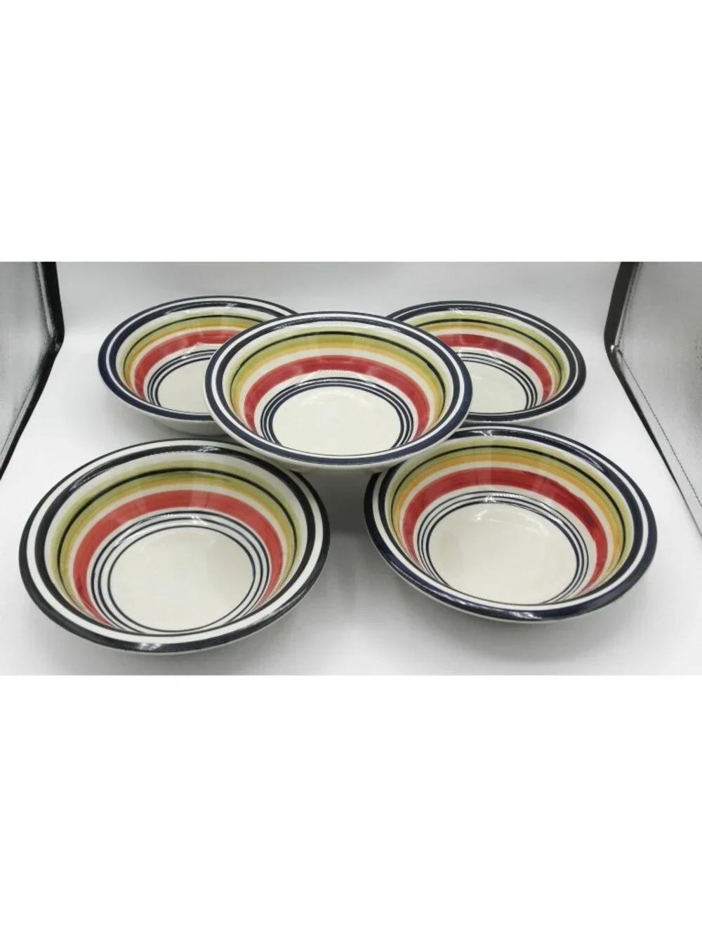Multi Stripe by Pier 1 Bowl Set of 5 Pattern PERMUS Lot C Minor FLAWS